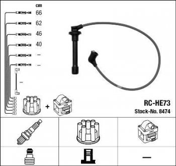 Комплект проводов зажигания. NGK 8474 (фото 1)