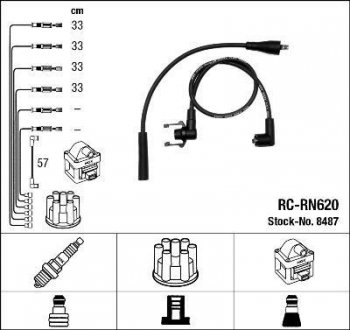 Комплект проводов зажигания. NGK 8487 (фото 1)