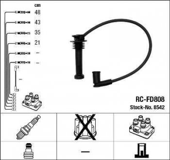 Комплект кабелів високовольтних NGK 8542 RCFD808 (фото 1)