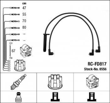 Комплект проводов зажигания. NGK 8556 (фото 1)