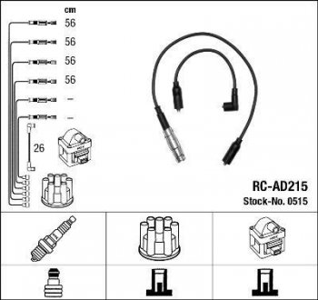 Фото автозапчастини високовольтні дроти (набір) NGK RCAD215