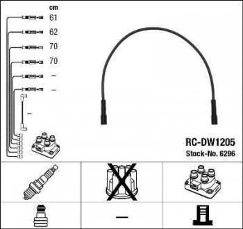 Фото автозапчастини дроти запалення, набір NGK RCDW1205