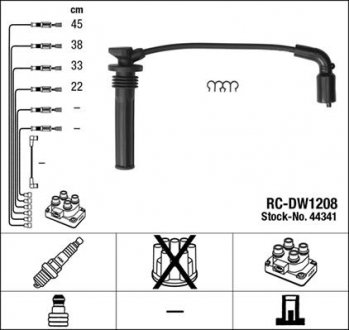 Фото автозапчасти кабель запалювання NGK RC-DW1208/01