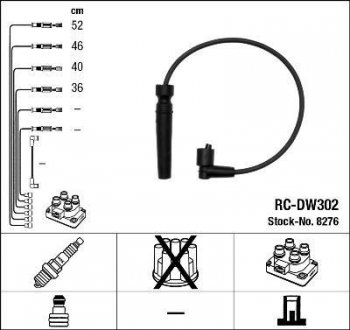 Комплект ізольованих проводів для свічок запалення NGK RCDW302