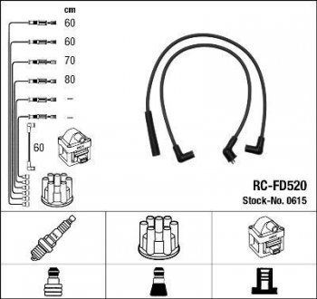 Високовольтні дроти (набір) NGK RCFD520