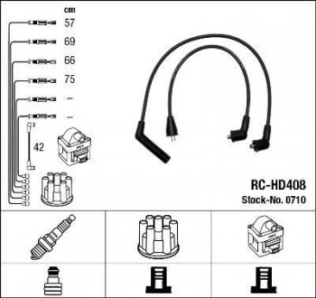 Високовольтні дроти (набір) NGK RCHD408 (фото 1)