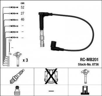 Високовольтні дроти (набір) NGK RCMB201