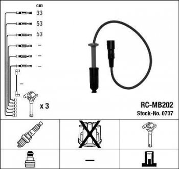 Високовольтні дроти (набір) NGK RCMB202