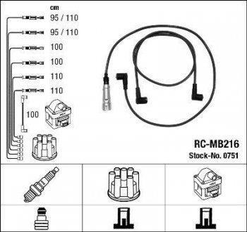 Фото автозапчастини високовольтні дроти (набір) NGK RCMB216