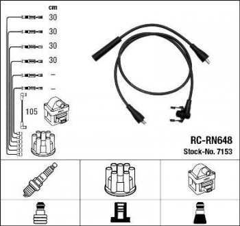 Фото автозапчастини високовольтні дроти (набір) NGK RCRN648