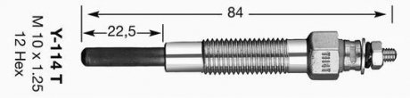 Фото автозапчастини свічка розжарювання 10.5V (M10x1.25) Mitsubishi NGK Y114T