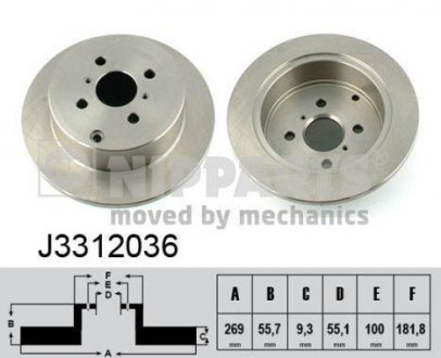 Фото автозапчасти гальмівний диск NIPPARTS J3312036