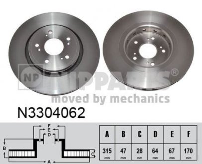 Гальмівний диск NIPPARTS N3304062