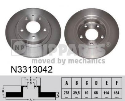 Фото автозапчасти гальмiвнi диски NIPPARTS N3313042