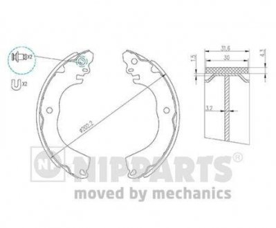 Фото автозапчастини гальмівні колодки NIPPARTS N3505049