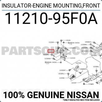 Подушка двигуна права NISSAN 1121095F0A (фото 1)