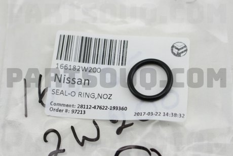 Кольцо форсунки инжектора NISSAN 166182W200