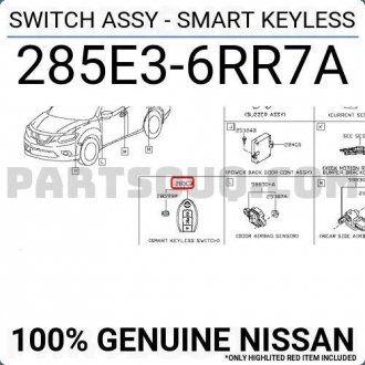 Ключ замка двери с трансмиттером NISSAN 285E36RR7A