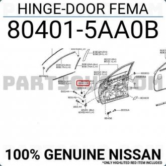 Фото автозапчастини петля двері NISSAN 804015AA0B