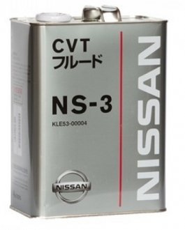 Масло для автоматических трансмиссий (4L+); NS-3 CVT FLUID NISSAN KLE53-00004