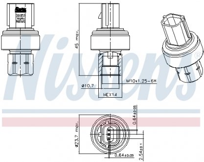 Фото автозапчастини датчик тиску кондиціонера FORD FIESTA (2009) 1.6 TDCI NISSENS 301057 (фото 1)