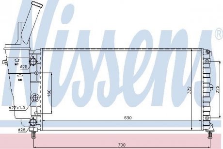 Фото автозапчасти радиатор двигателя (МКПП) FIAT PUNTO; LANCIA Y 1.2 10.93-09.03 NISSENS 61892