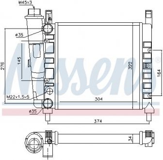 Фото автозапчастини радіатор двигуна FIAT UNO 0.9 03.83-09.92 NISSENS 61930 (фото 1)