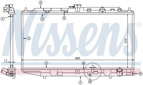 Фото автозапчасти радиатор двигателя HONDA CIVIC II, CIVIC IV, CRX I, CRX II 1.5/1.6 03.86-02.95 NISSENS 62256