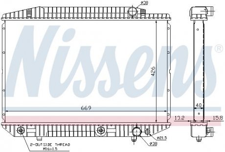 Фото автозапчастини радіатор двигуна MERCEDES S (C126), S (W126) 3.8-5.5 12.79-06.91 NISSENS 62727A