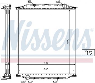 Радиатор двигателя (без рамы) MAN M 2000 L, M 2000 M, M90 D0824LF01-D2865LF02 08.88- NISSENS 628790