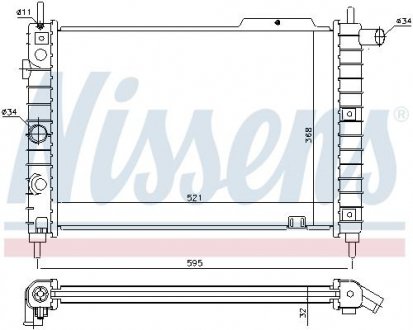 Радиатор двигателя OPEL KADETT E, KADETT E COMBO 1.6D/1.7D/2.0 01.86-07.94 NISSENS 63058A