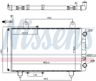 Фото автозапчастини радіатор двигуна CITROEN C25; FIAT DUCATO, DUCATO PANORAMA, TALENTO; PEUGEOT J5 1.8/2.0 09.81-05.94 NISSENS 63561