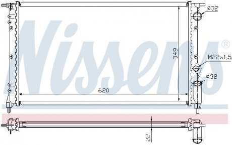 Фото автозапчастини радіатор двигуна (АКПП) RENAULT 21, ESPACE II 1.7/2.0/2.2 03.86-12.96 NISSENS 63918