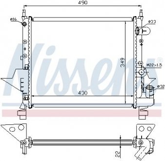 Радиатор двигателя (МКПП) RENAULT TWINGO I 1.2 03.93-10.96 NISSENS 63949