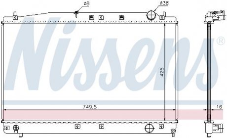 Радіатор двигуна (з монтажними елементами First Fit) TOYOTA AVENSIS VERSO 2.0D 08.01-08.05 NISSENS 64654A