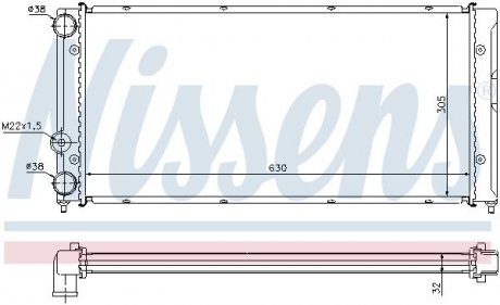 Фото автозапчасти радиатор двигателя Volkswagen PASSAT 1.8/2.8 08.88-05.97 NISSENS 65236