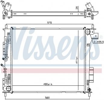 Фото автозапчасти радиатор двигателя (АКПП) KIA SOUL II 1.6D 02.14- NISSENS 666205