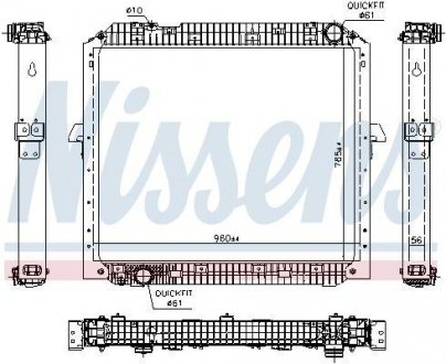 Фото автозапчасти радиатор двигателя (с рамой) MERCEDES ACTROS MP4/MP5, ANTOS, AROCS M936.992-OM936.916 07.11- NISSENS 67178