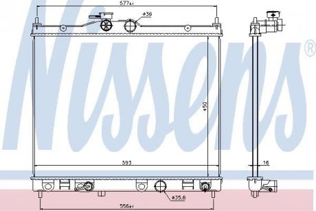 Фото автозапчасти радиатор двигателя NISSAN NV200, NV200/EVALIA 1.6 02.10- NISSENS 67369