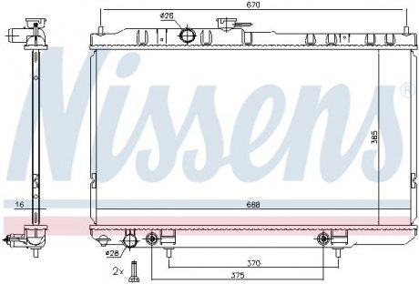 Радіатор двигуна NISSAN ALMERA CLASSIC 1.6 03.06- NISSENS 68736 (фото 1)