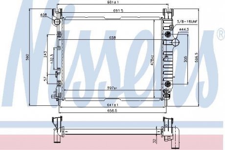 Фото автозапчасти радиатор двигателя DODGE DAKOTA 2.5 09.96-12.02 NISSENS 69451