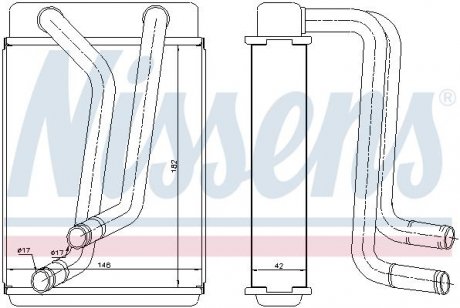 Фото автозапчасти радиатор печки (146x182x22) KIA SEPHIA, SHUMA, SHUMA II 1.5/1.6/1.8 09.93-08.04 NISSENS 77508