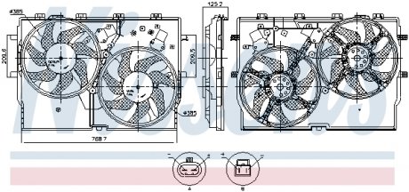 Вентилятор радіатору електричний Fiat Ducato 2.0D/ NISSENS 850002 (фото 1)