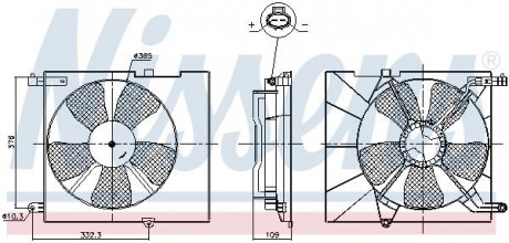 Вентилятор радиатора (с корпусом) CHEVROLET AVEO/KALOS; DAEWOO KALOS 1.4 09.02- NISSENS 85746