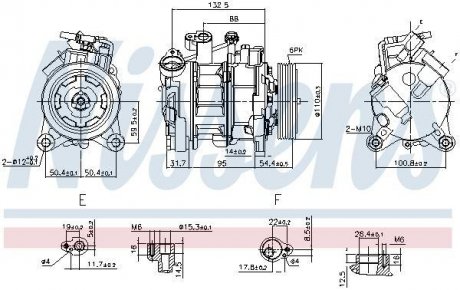 Компресор кондиціонера BMW 3 (E90), 3 (E91), 3 (E92), 3 (E93), X3 (F25) 2.0D 12.04-03.14 NISSENS 890072