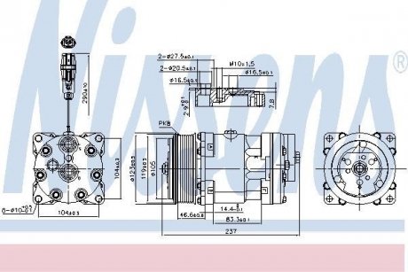 Фото автозапчасти компрессор кондиционера MAN TGA, TGL, TGM, TGS, TGX D0836LF41-D2876LF07 04.00- NISSENS 890193