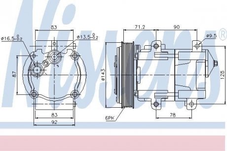 Фото автозапчасти компрессор кондиционера FORD COUGAR, GALAXY I, GALAXY MK I, MAVERICK, MONDEO I, MONDEO II, SCORPIO II, TRANSIT, TRANSIT TOURNEO 1.6-2.9 02.93- NISSENS 89059