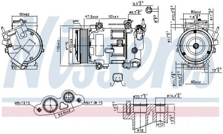 Фото автозапчастини компресор кондиціонера CITROEN C3 II, DS3; DS DS 3; PEUGEOT 2008 I, 208 I 1.0-1.6 11.09- NISSENS 890606