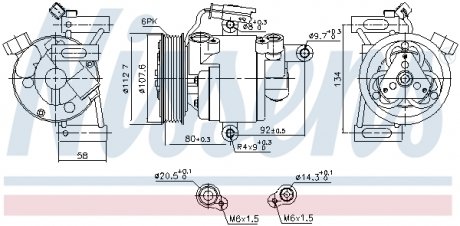 Фото автозапчасти компрессор кондиционера CITROEN C1 II; PEUGEOT 108; TOYOTA AYGO 1.0/1.2 04.14- NISSENS 890649