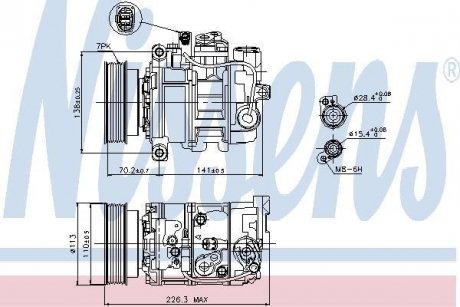 Компресор кондиціонера Volkswagen PHAETON 3.2/3.6/6.0 04.02-03.16 NISSENS 89237 (фото 1)